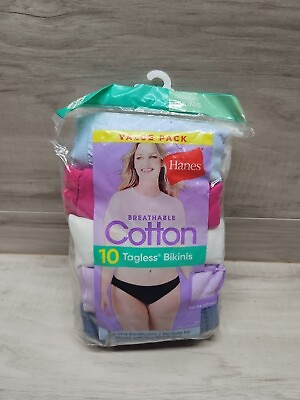 #ad Hanes Cotton Bikini Panties 10 Pack Womens Ultra Soft Sixe 5 $15.99