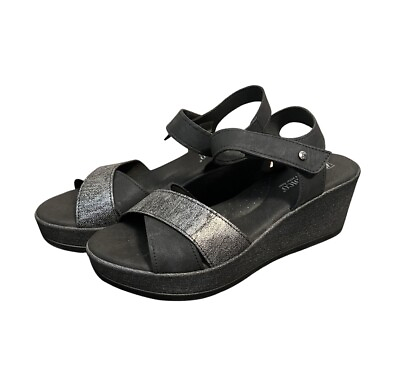 #ad Arcopedico Harley Sandals Wedges Comfort Shoes Black Metallic Gray Women Size 10 $52.95