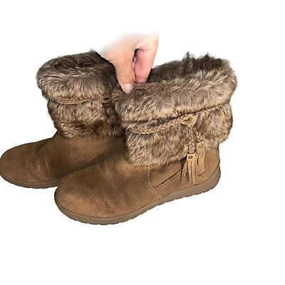 #ad Minnetonka Womens Boots Size 8 Everett Tan Suede Faux Fur Water Repellent Winter $59.65