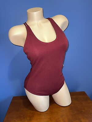 #ad CUPSHE swimsuit One Piece M 8 10 Maroon Red Strappy Cross Back Cute Textured $5.99