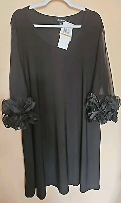 #ad Nina Leonard Black dress 3XL Mother Of The Bride Party GOERGEUS $39.99