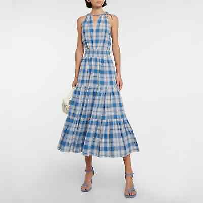 #ad Ralph Lauren Blue Sleeveless Halter Maxi Dress Size 10 New Retails $395 $99.00