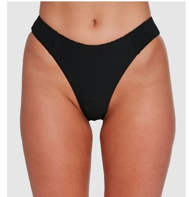 Billabong Marina Hike Bikini Bottoms High Cut Textured Black Size S 8 $18.40