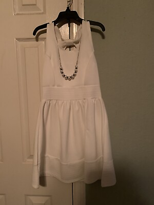 #ad Girls Off White Dress W necklace Size 8 $4.00