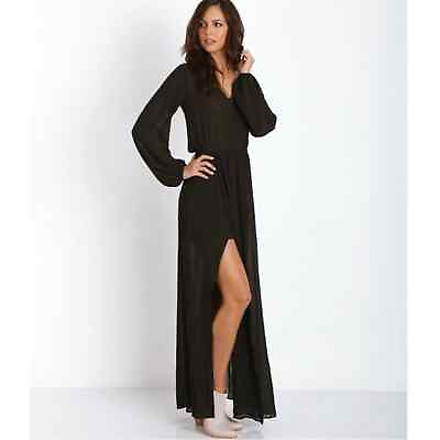 #ad show me your mumu women jocelyn maxi dress long sleeve black lined as mini xs $55.99