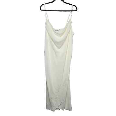 #ad Lane Bryant Cacique Womens Maxi Length Beaded Slip Dress Size 18 20 Bridal Ivory $44.99