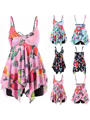 #ad #ad Womens Padded Tankini Set Swimsuit Skirted Swimwear Swim Dress Costume Plus Size $7.99
