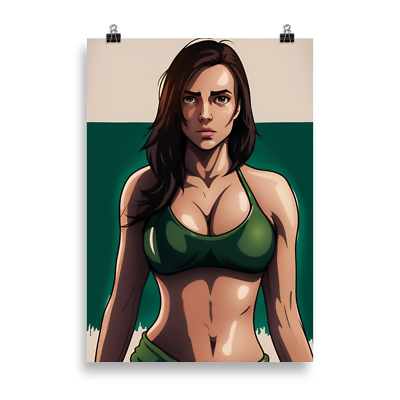 #ad Green Swimsuit Woman Art Poster $14.00