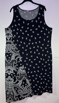 #ad Chico#x27;s Sleeveless Jersey Knit Midi Maxi Dress 3 XL Paisley Stretch 46” Bust $17.99