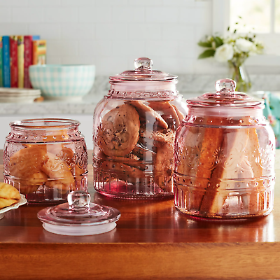 The Pioneer Woman Cassie Glass Canister 3 Pc Set Rose $17.87