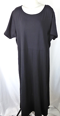 #ad TravelSmith Black Supplex Spandex Jersey Knit Short Sleeve Long Maxi Dress 2X $31.41
