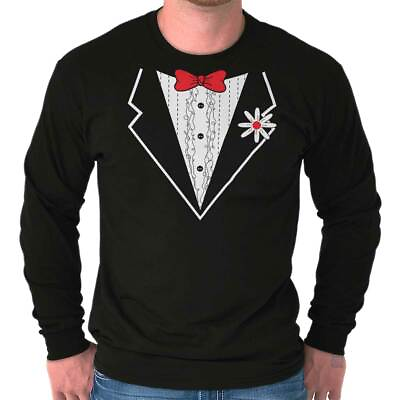 Vintage Classic Fake Tuxedo Costume Party Long Sleeve T Shirts Tees For Men $16.99