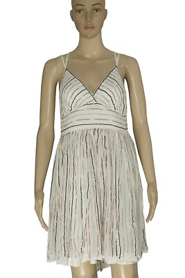 #ad Free People Sequin Metallic Striped Double Strap Cocktail Party Tunic Dress L $27.63