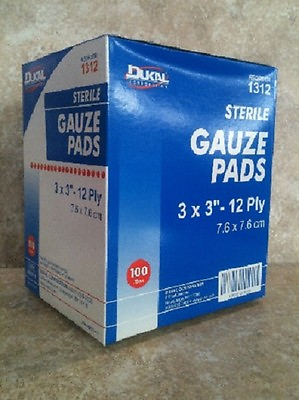 STERILE Gauze Pad Sponges 3x3 12ply Box of 100 Pads INDIVIDUALLY WRAPPED 1 PKG $7.99