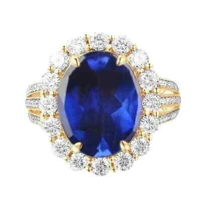 #ad 14K Solid Gold 2.65Ct Royal Blue Tanzanite amp; Certified Diamond Ring $411.75