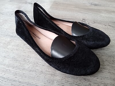 Lucky Brand Shoes Womens 8.5 Emmie Slip On Ballet Flats Black Suede 🍀 $19.97