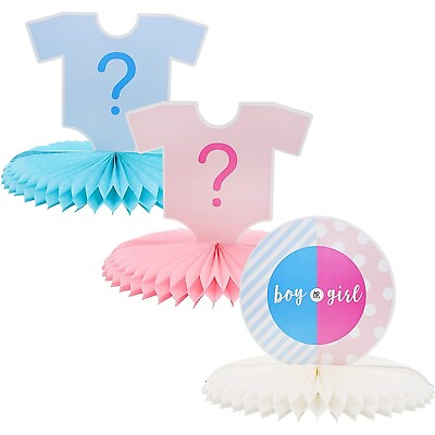 3 Piece Set Gender Reveal Party Baby Shower Table Decorations Boy or Girl Signs $9.99