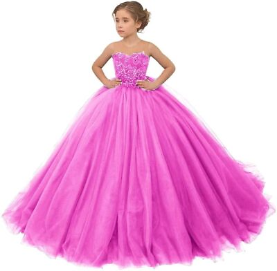 #ad Tulle Flower Girl Dress for Wedding Beaded Sleeveless Applique Pageant Ball Gown $79.90