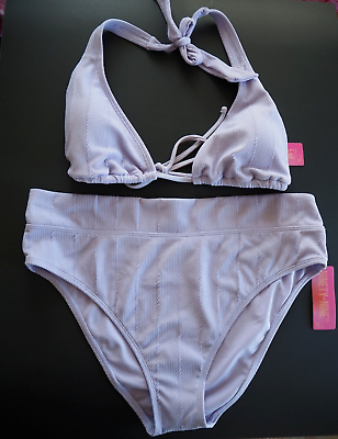 #ad Lavender Purple 3 Styles 2 pc Convertible Bikini Top amp; Bottom Swim Set Sz XL NWT $34.98