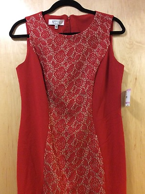#ad New Women#x27;s Dress Size 6 Party Red Lace Sleeveless Career $99 Cocktail Sexy S M $28.99