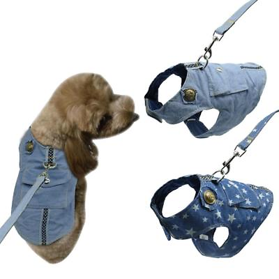 Soft Dog Harness and Leads Leash Pet Puppy Jeans Vest Clothes Cute for Dogs S L $7.89