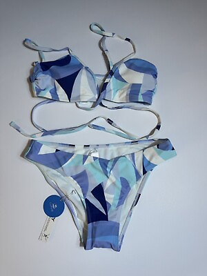 #ad CUPSHE Bikini Set for Women Two Piece Swimsuits High Waist Criss Cross Back Sz S $24.99