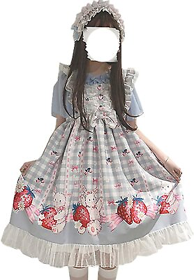 Boojze Teen Girls Strawberry Bunny Print Cute Dresses Sleeveless Lolita Casual A $79.88