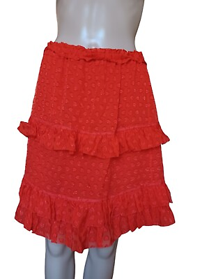 #ad Tory Burch Womens Orange Ruffled Aline Skirt Madison Knee Length Medium $55.00