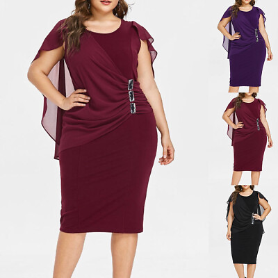 #ad Women Sexy Bodycon Sleeveless Midi Dress Ladies Evening Party Dress Plus Size $25.64