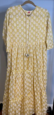 Long Maxi Summer Dress With Light Colors Mustard Olive Green and Baby Pink. $25.00