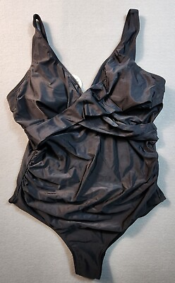#ad Maternity One Piece Swimwear Front Cross Adjustable Straps Womens Size 2XL Black $14.00
