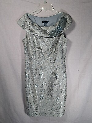 #ad Roulette Women#x27;s Formal Silver Beige Evening Dress Size 8 $17.99