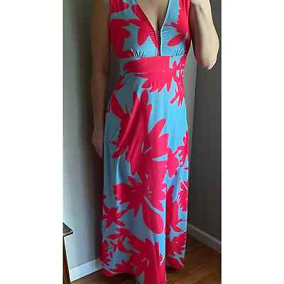 #ad Womens long Floral Maxi Dress Size Medium with Side Zip $40.00