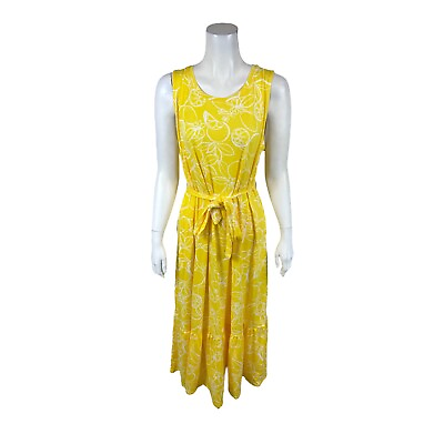 #ad #ad Cuddl Duds Flexwear Scoop Neck Tiered Maxi Dress Yellow 1X Size $15.00