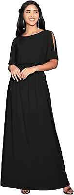 KOH KOH Womens Split Sleeves Smocked Elegant Cocktail Long Maxi Dress $79.37