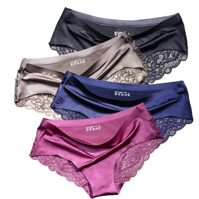 #ad Lace Cotton Bikini Panties 4 Pack Womens Ultra Soft Waistband Underwear Briefs $16.98