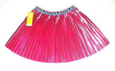 36 KIDS Sparkly Pink Pleated Rainbow Wishes Skirt Girls 7 or 8 NWT $4.99