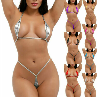 Women#x27;s Mini Bikini Bra Micro G string Set Thong Lingerie Swimwear Underwear $4.69