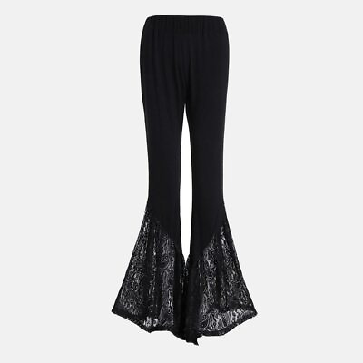 Women#x27;s Bell Bottoms Lace Pants Flared Mesh Pants Fashion Goth Long Trousers $23.75
