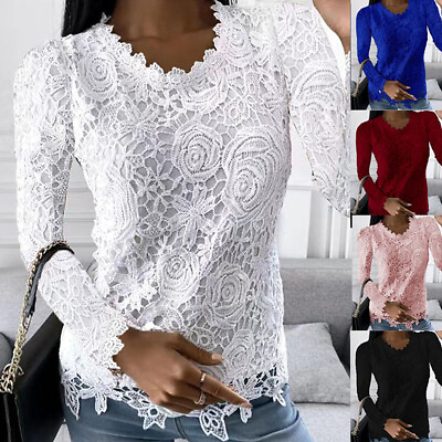 #ad Womens Floral Long Sleeve T shirt Casual OL Work Blouse Ladies Party Tops Tee US $17.89