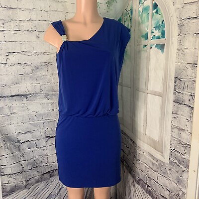 #ad Laundry by Design Women#x27;s Formal Cocktail Dress Size 6 Blue Stretch Metal Accent $19.76