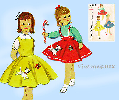 #ad Simplicity 2359: 1950s Toddler Girls Poodle Skirt Size 1 Vintage Sewing Pattern $22.95