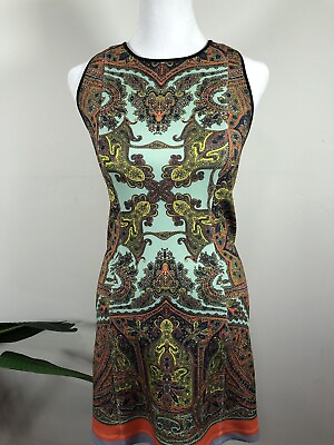 #ad Clover Canyon Sleeveless Open T Back Colorful Abstract Print Stretch Sundress XS $39.99
