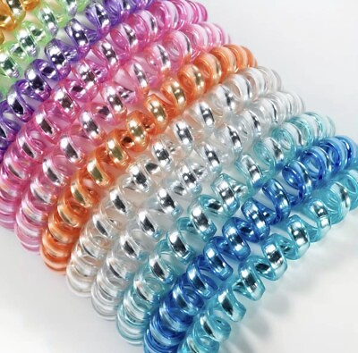 #ad 15 PC Set Glitter Spiral Hair Stretch Coils Tie School Casual Party Teens $6.99
