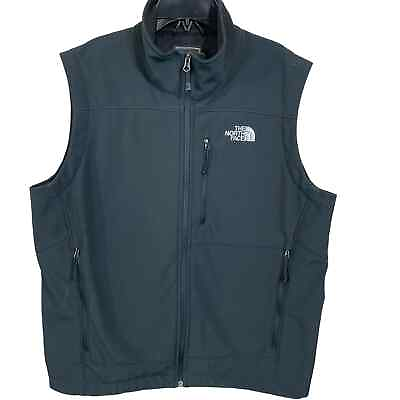 #ad The North Face Mens Vest Size Medium Black Full Zip Soft Shell Mock Neck Casual $35.99
