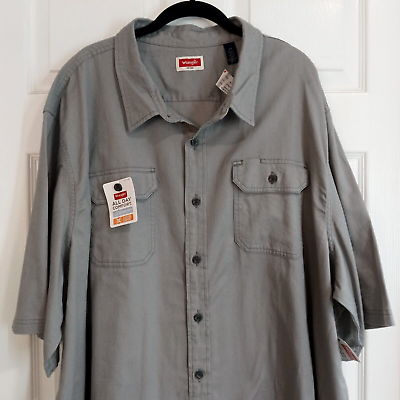 #ad Wrangler Shirt Men 3 Extra Tall Gray Western Flex Work Button Up Pockets $21.50