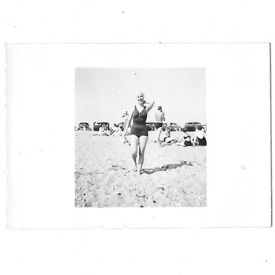 #ad Vintage Photo Beautiful Curvy Women Swimsuit Walking On Beach Baywatch 1940s $8.19