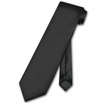 #ad Biagio NeckTie EXTRA LONG Solid BLACK Color Mens XL Tall 63 inch Neck Tie $18.95