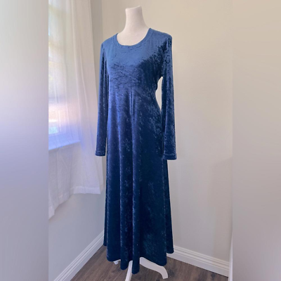 #ad Vintage ‘90s Teddi Blue Velvet Long Sleeve Maxi Dress $50.00