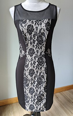 #ad Enfocus Petite Black Lined Lace Cocktail Dress Sz 6 Stretch $7.00